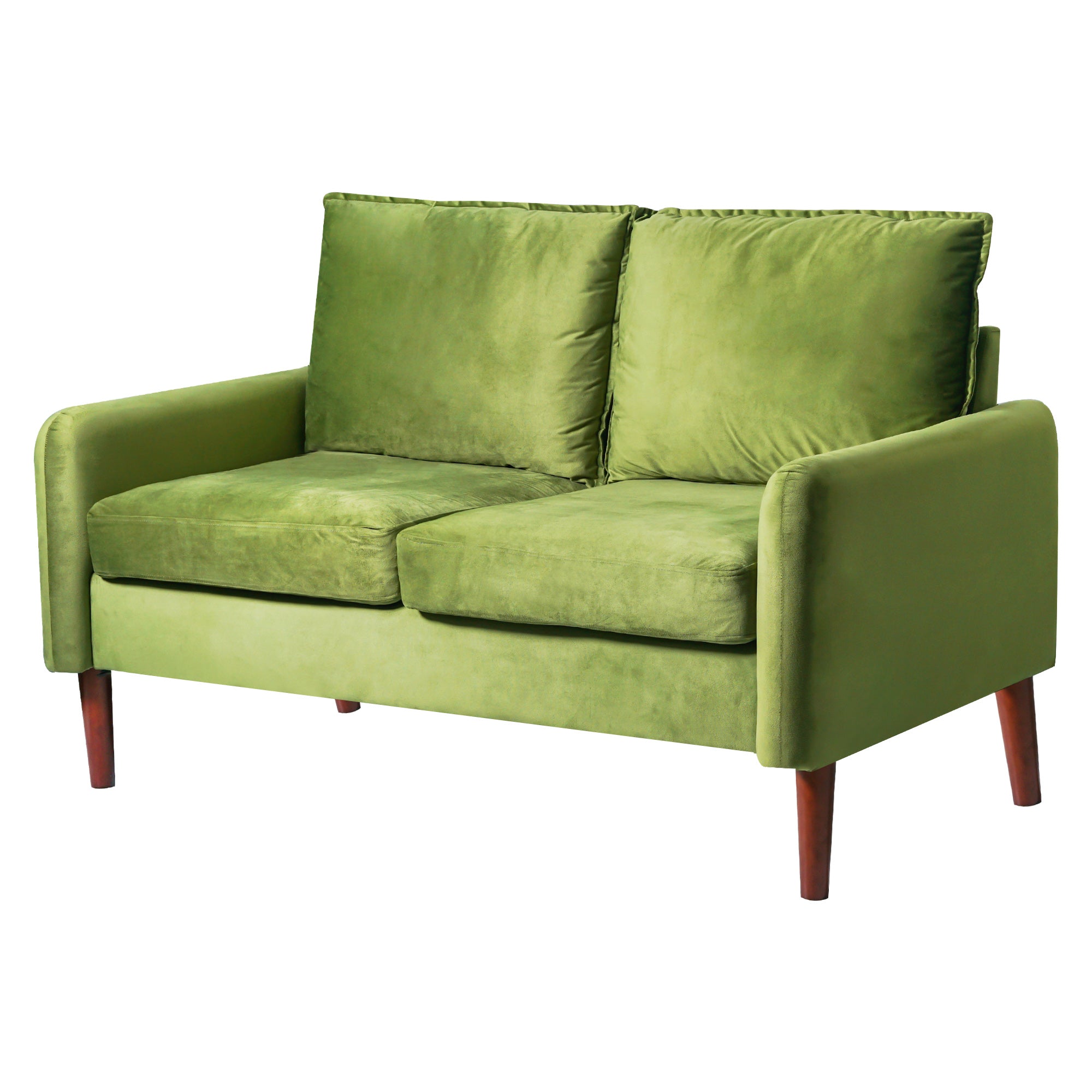 54" Velvet Sofa for Small Spaces, Modern Army Green Fabric Couch with Plush Comfort, Compact Living Room & Apartment Furniture, Easy to Clean and Space Saving Design