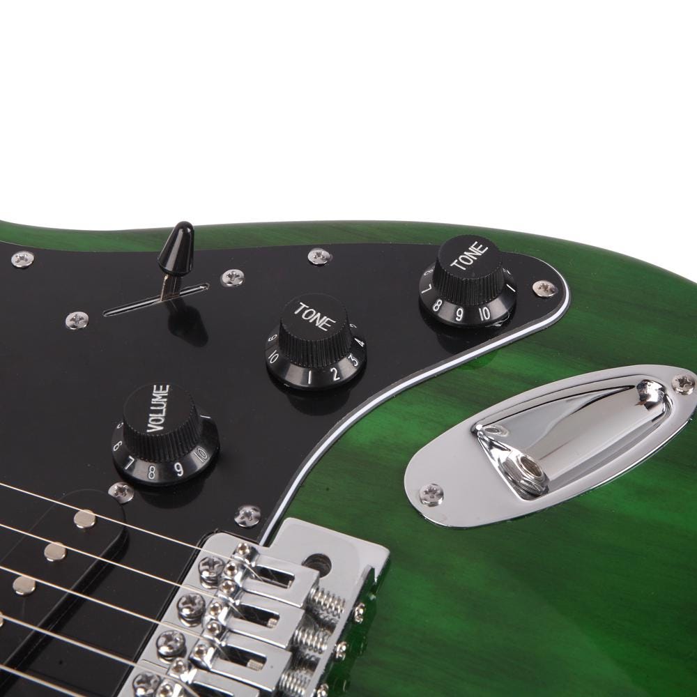 Green Electric Guitar Kit, Basswood Body, Amplifier & Accessories