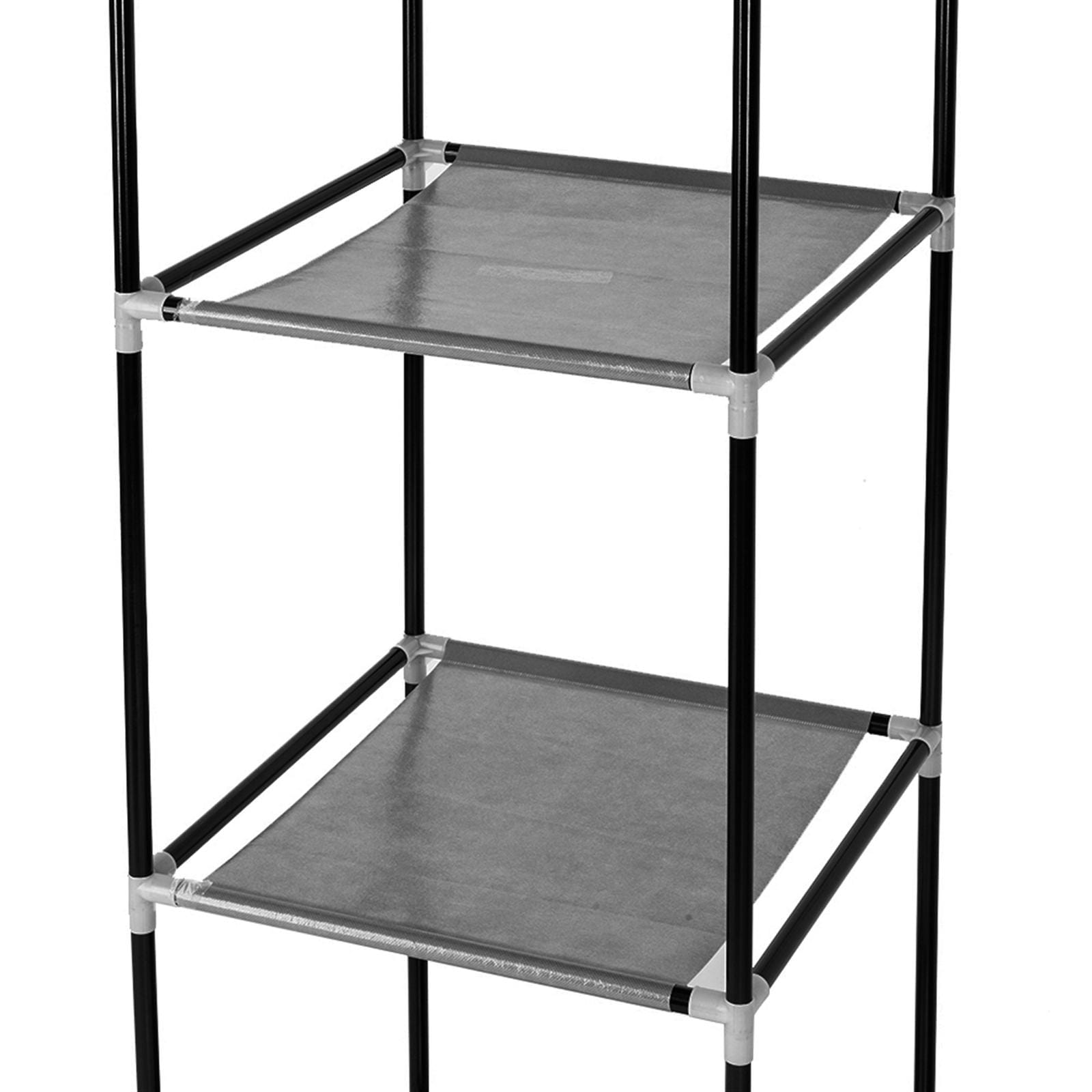 64" Portable Clothes Closet Wardrobe Storage Organizer Non-Woven Fabric Black Home Closet Shelves Dustproof Easy Assembly