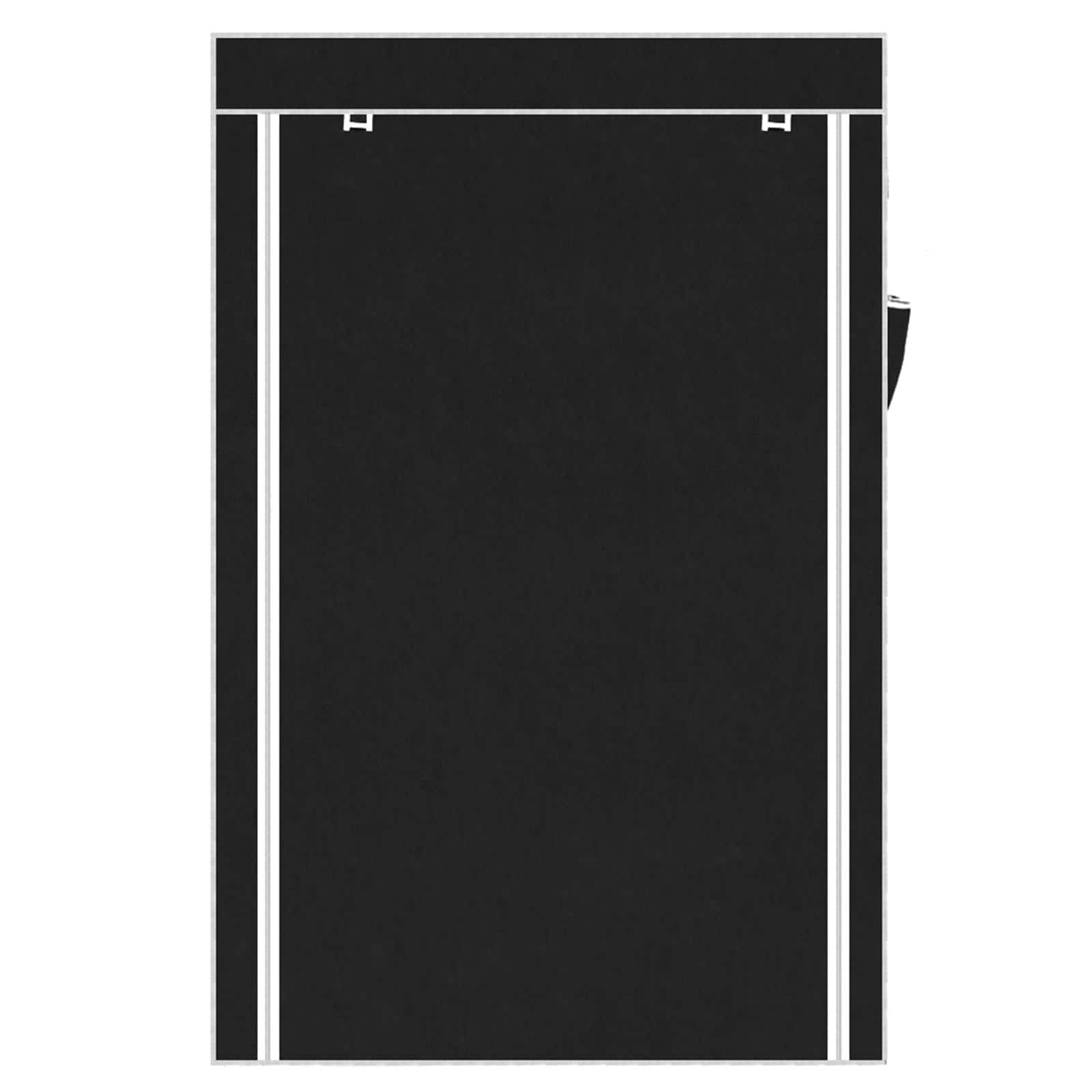 64" Portable Clothes Closet Wardrobe Storage Organizer Non-Woven Fabric Black Home Closet Shelves Dustproof Easy Assembly