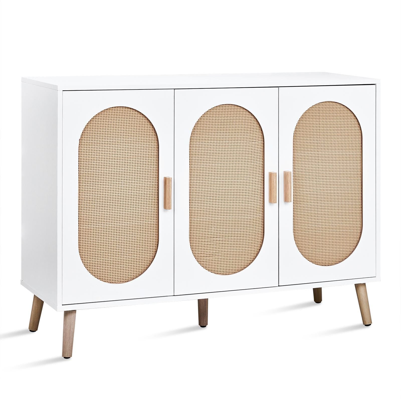 3-Door Vertical Shoe Cabinet with Rattan Finish & Gold Legs – Modern Entryway Organizer