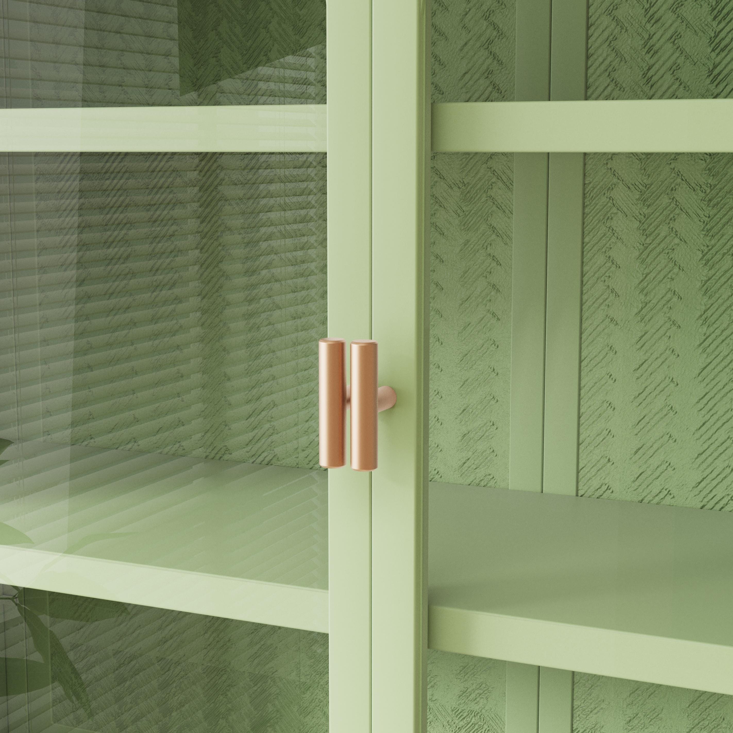 27.56" Two-Door Wall Cabinet with Glass Doors & Woven Pattern | Modern Three-Tier Storage for Entryway Living Room Bathroom Green