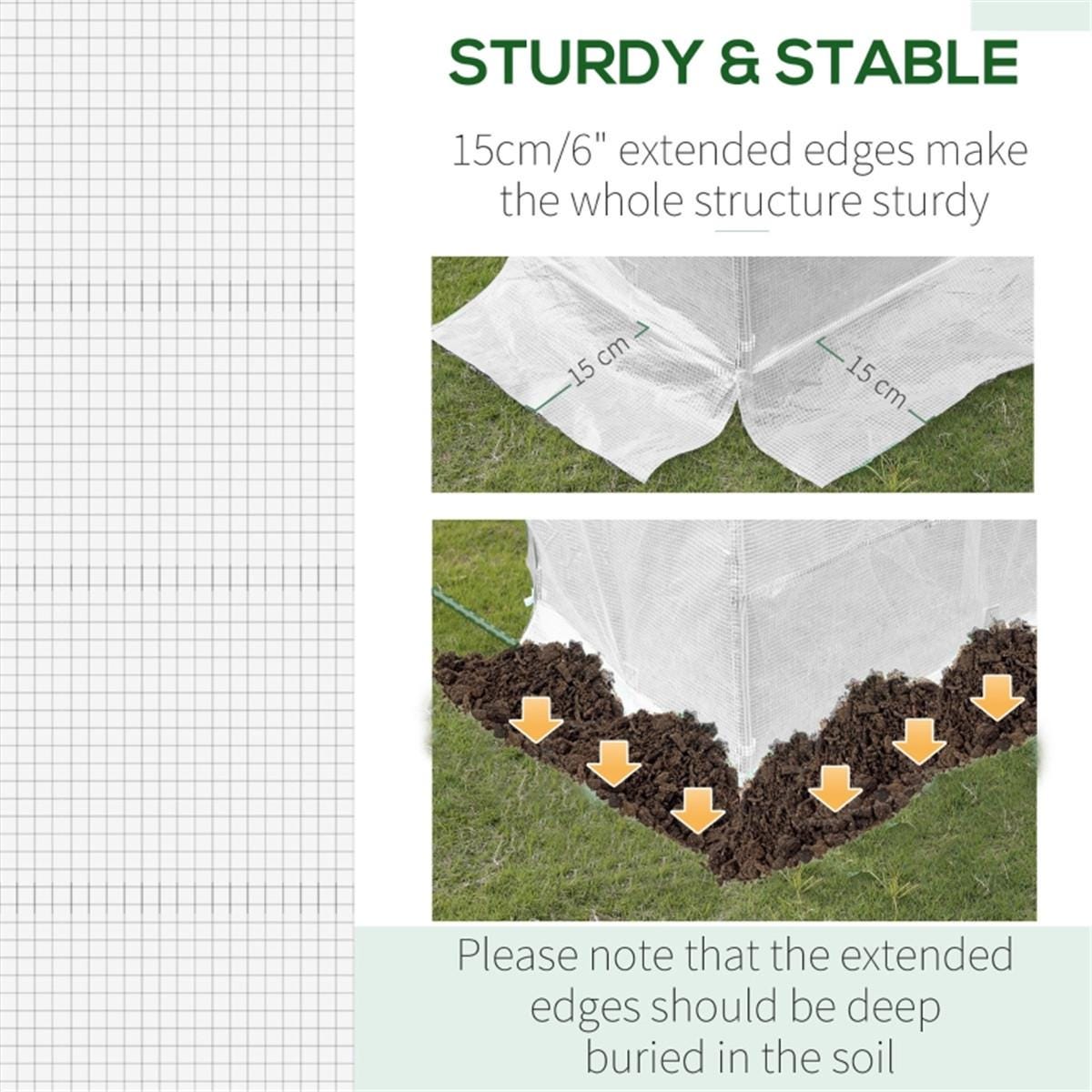 Greenhouse Cover Replacement | Waterproof PE Plastic Tunnel Tarp, Roll-Up Door, Reinforced Grid, Frost & Hail Protection