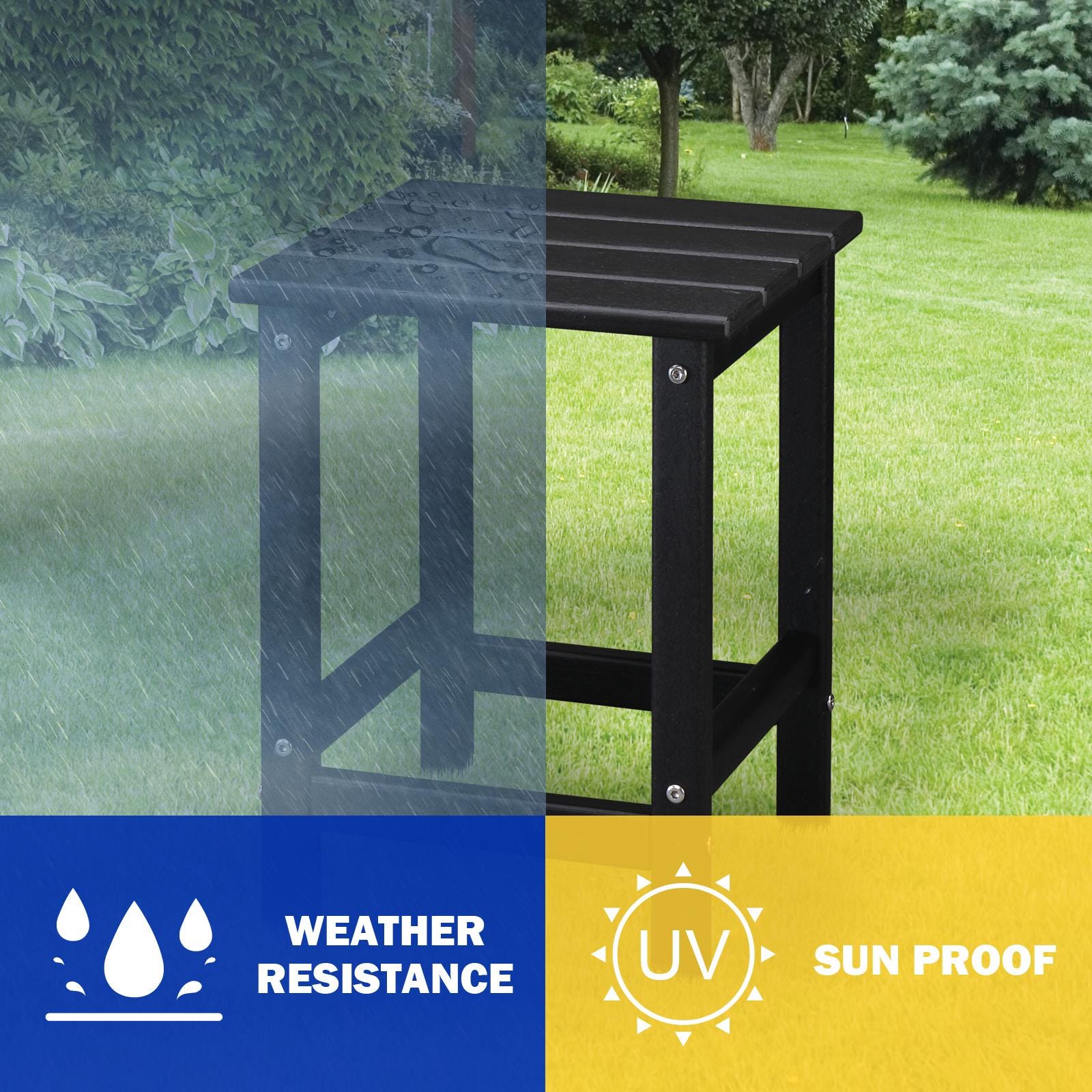 36×36×47cm HDPE Side Table | Black Single Layer Square Table, Bedroom, Living Room, Office, Guest Room, Bathroom, Modern Design