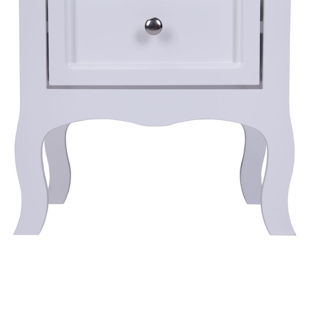 Country Style Two-Tier Night Table White | Rustic Bedroom Side Table Storage Organizer | Bedside Wooden Home Furniture