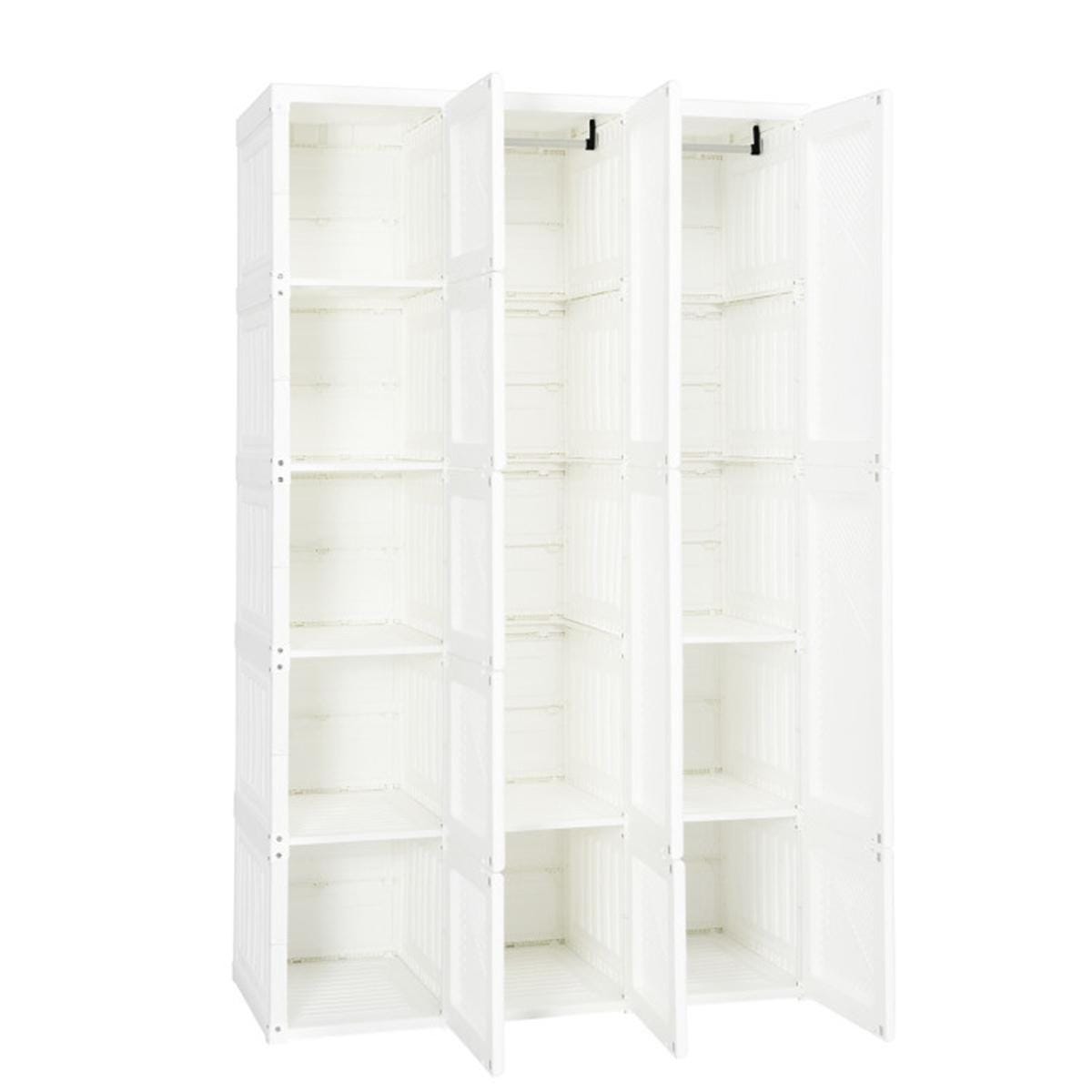 Portable Closet Wardrobe with 10 Cubes | Foldable Modern Armoire Storage Organizer for Clothes, Bedroom, Nursery, Living Room