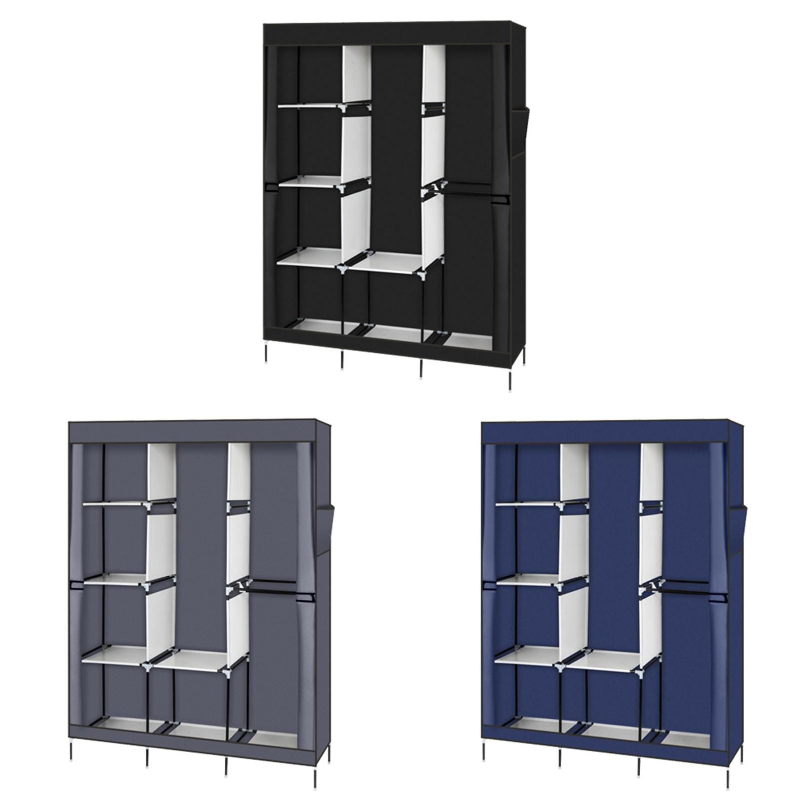 71" Portable Closet Wardrobe Organizer with Shelves, Gray Fabric Clothes Storage Rack