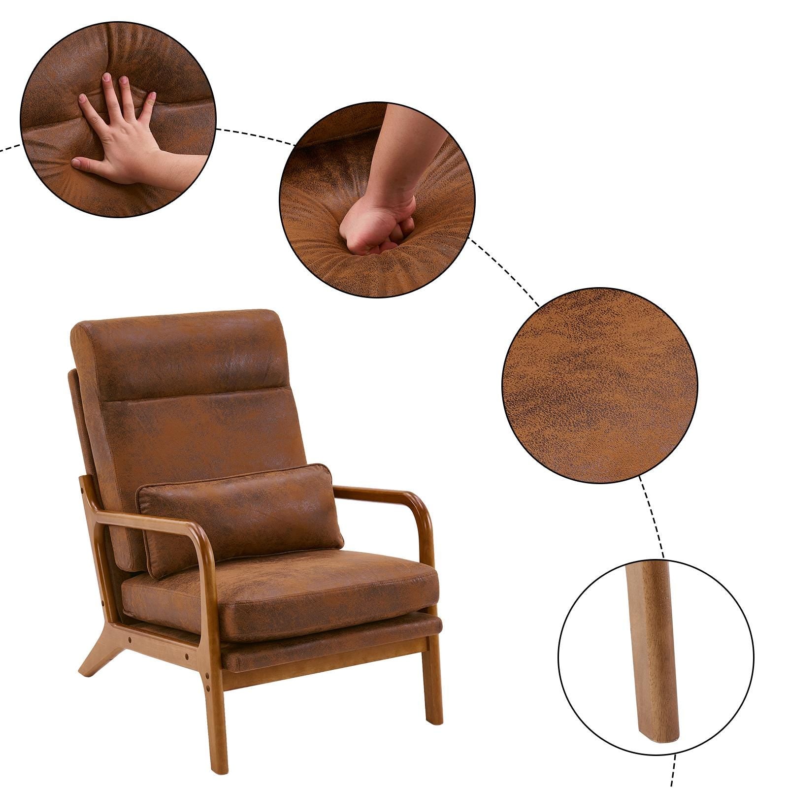 High Back Accent Chair, Bronzing Cloth, Mid-Century Modern Design
