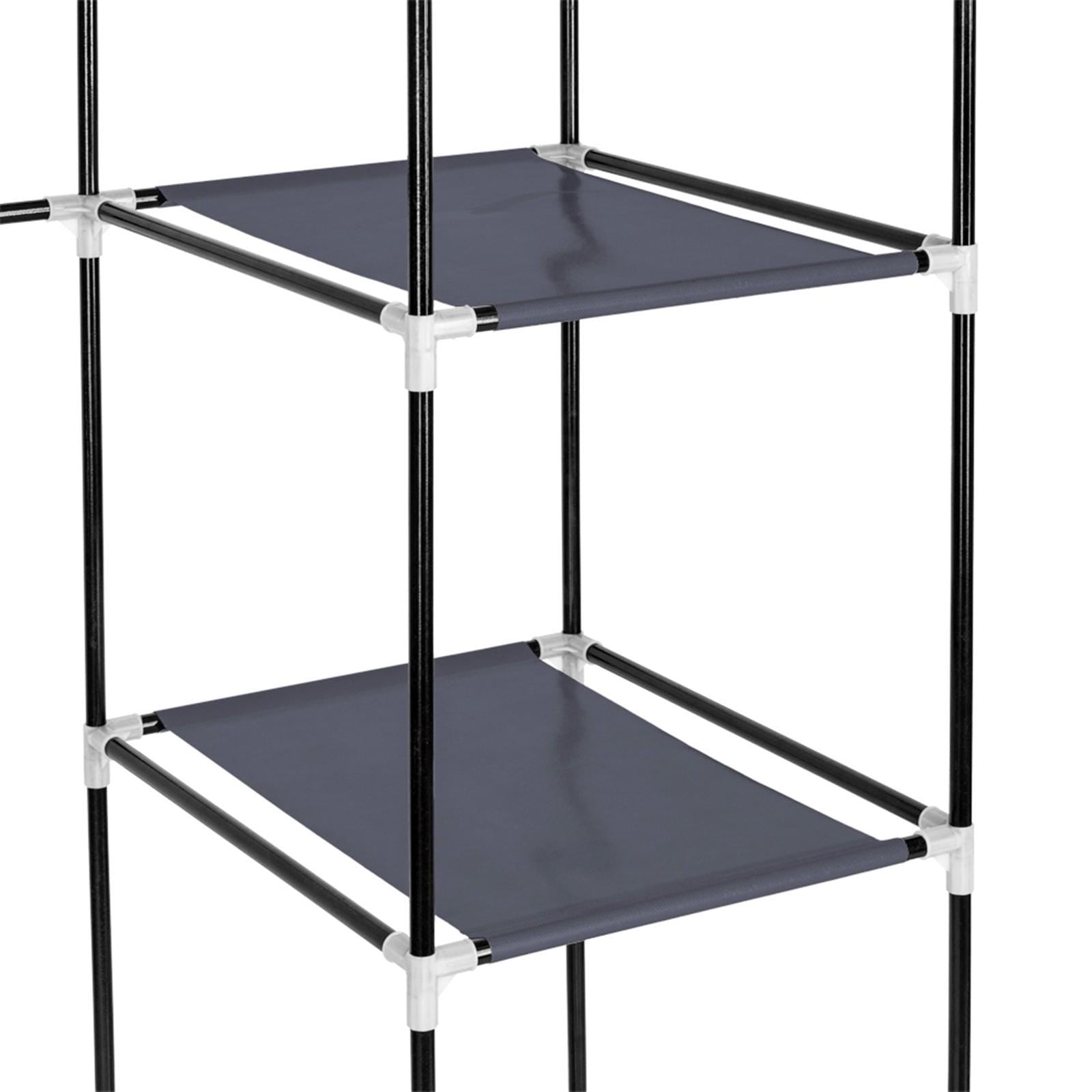 Portable Clothes Closet: 69" Gray Non-Woven Fabric Wardrobe Organizer