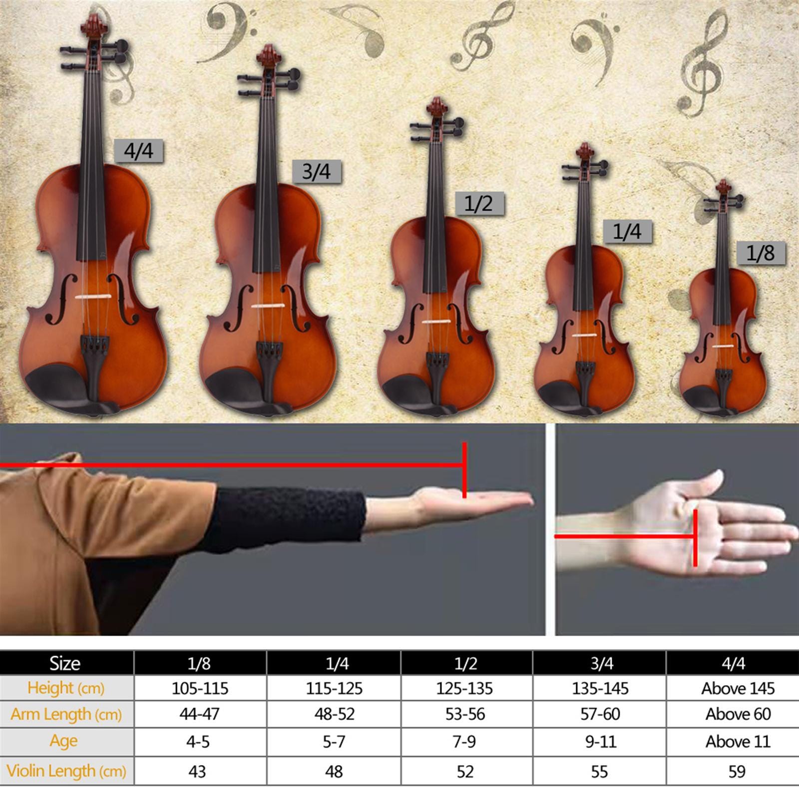 4/4 Black Acoustic Violin Full Size with Case Bow Rosin Beginner Student Music Instrument Set
