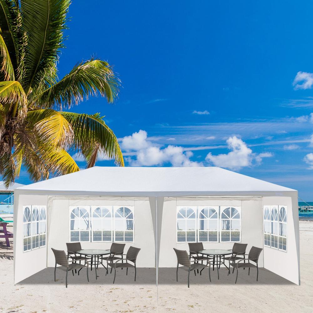 10x20 Outdoor Party Tent White Waterproof Gazebo Canopy with 4 Sidewalls Wedding Event Patio Shelter Backyard Pavilion
