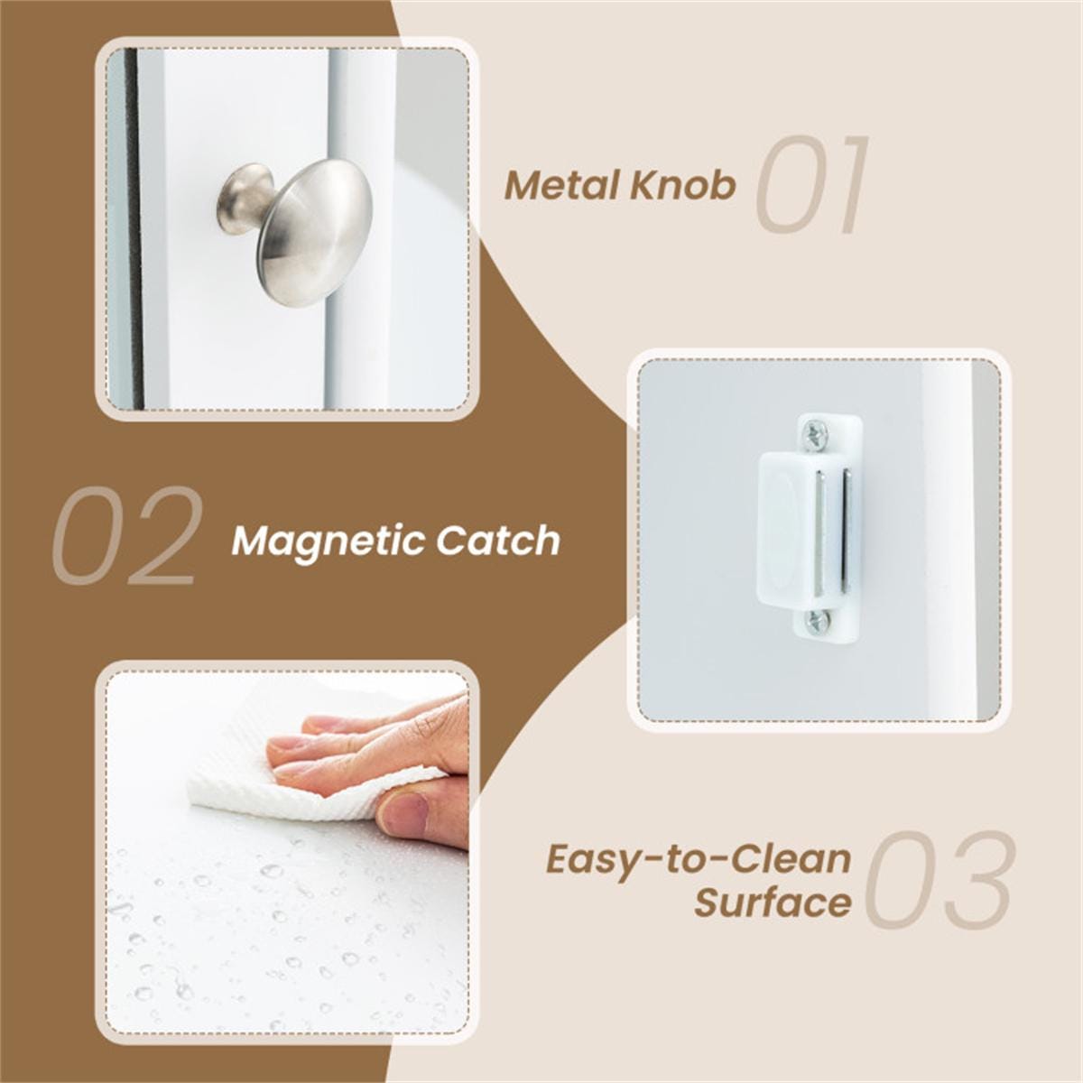White Wall-Mounted Bathroom Cabinet with Mirror & Adjustable Shelves | Space-Saving MDF Storage Organizer for Toiletries