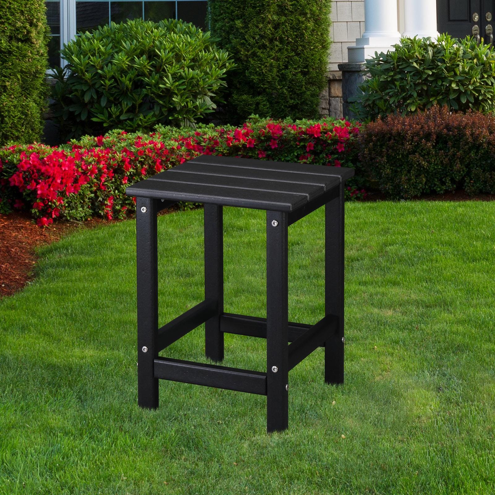 36×36×47cm HDPE Side Table | Black Single Layer Square Table, Bedroom, Living Room, Office, Guest Room, Bathroom, Modern Design