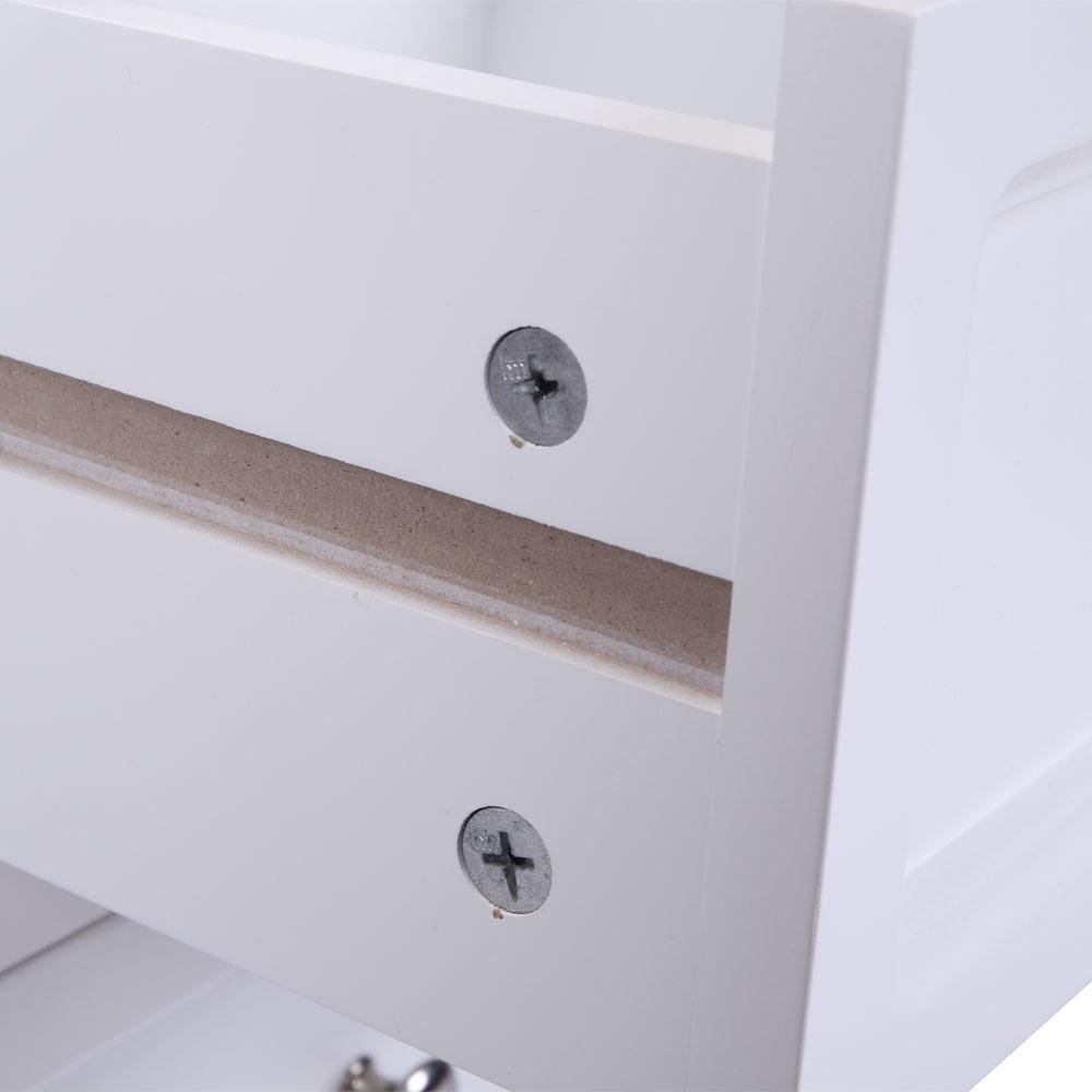 Country Style Two-Tier Night Table White | Rustic Bedroom Side Table Storage Organizer | Bedside Wooden Home Furniture