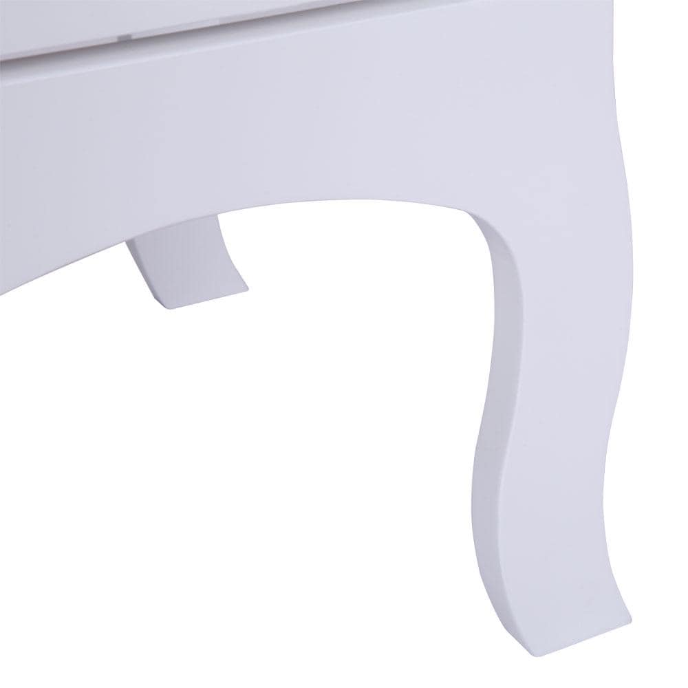 Country Style Two-Tier Night Table White | Rustic Bedroom Side Table Storage Organizer | Bedside Wooden Home Furniture
