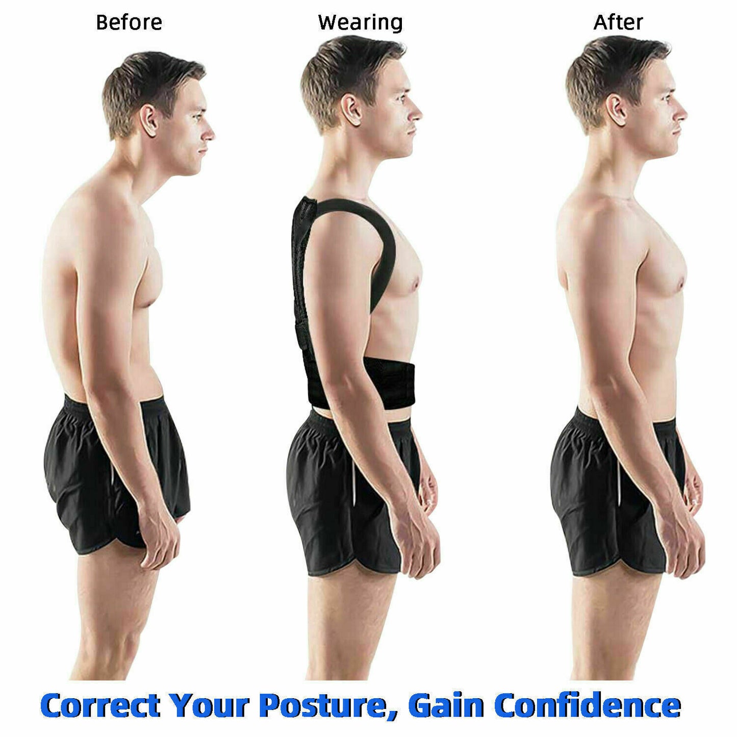 Adjustable Posture Corrector Low Back Support Shoulder Brace Belt for Men Women